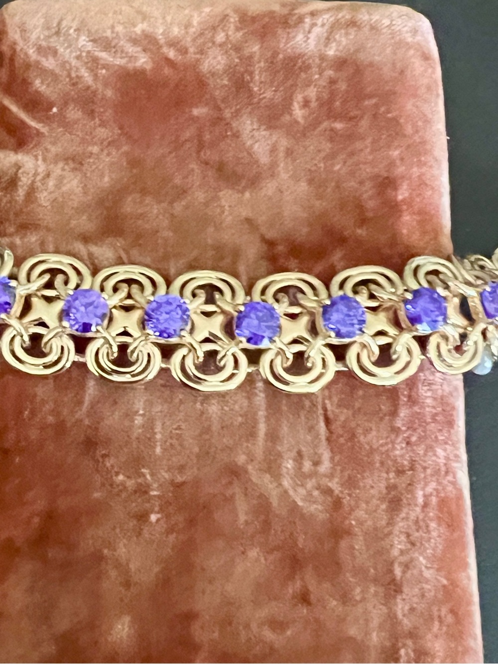 Vintage Purple Amethyst CZ Bracelet Gold Over 925 Silver - Picture 2 of 8